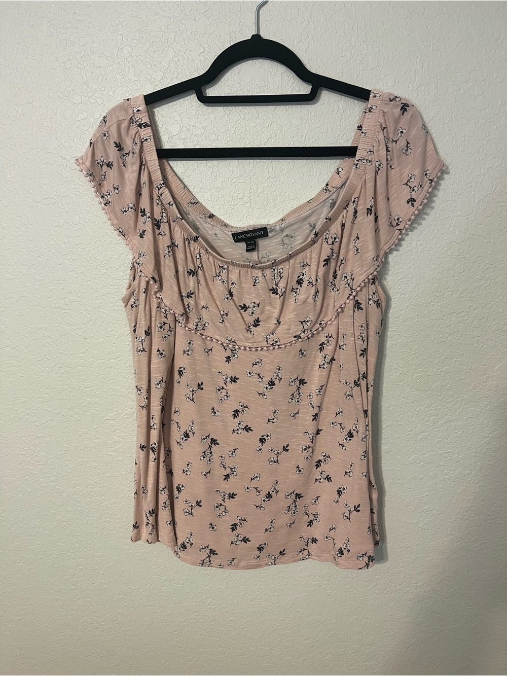 Lane Bryant Blush Pink Floral Scoop Neck Camisole Cold Shoulder with ruffle
